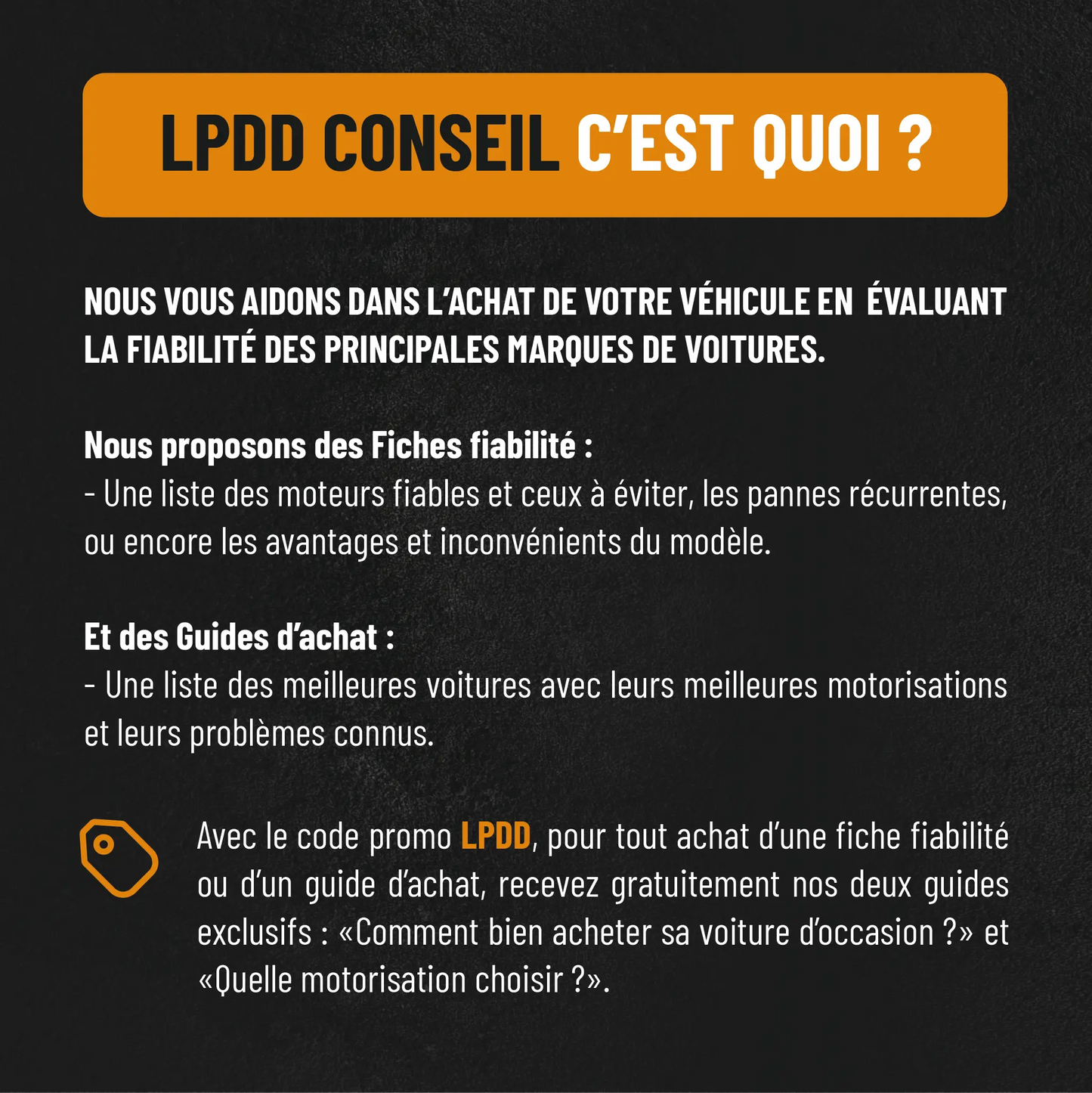LPDD Conseil — fiches fiabilité et guides d'achat automobile par Les Pilotes du Dimanche