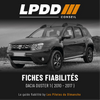 Fiche fiabilité Dacia Duster 1 — couverture avec notes et pannes connues