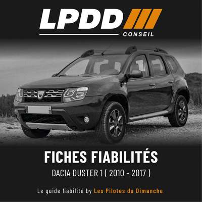 Fiche fiabilité Dacia Duster 1 — couverture avec notes et pannes connues