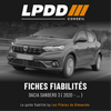 Fiche fiabilité Dacia Sandero 3 — couverture avec notes et pannes connues