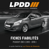 Fiche fiabilité Peugeot 208 I — couverture avec notes et pannes connues