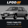 Fiche fiabilité Peugeot 205, couverture avec notes et pannes connues