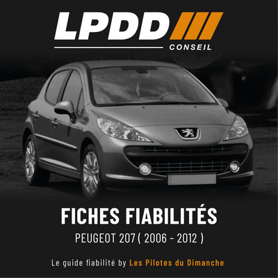 Fiche fiabilité Peugeot 207 — couverture avec notes et pannes connues