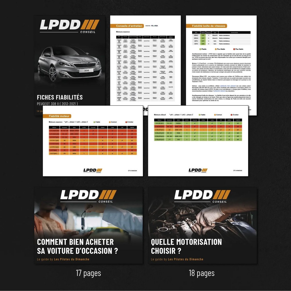 Pack LPDD Conseil — fiche fiabilité, guide achat occasion 17 pages et guide motorisation 18 pages