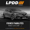 Fiche fiabilité Renault Clio 5 — couverture avec notes et pannes connues