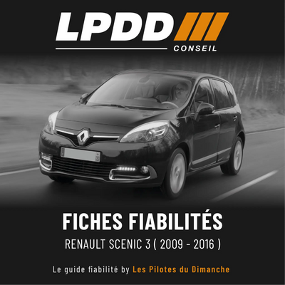 Fiche fiabilité Renault Scénic 3 — couverture avec notes et pannes connues